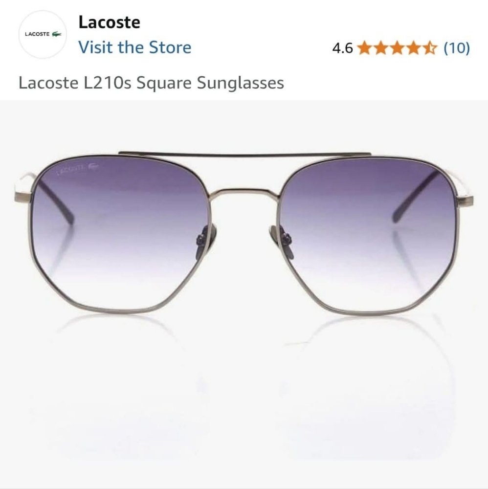 Lacoste Silver and Blue Sunglasses with Geometric Design